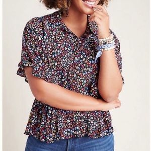 Anthropologie Floral Blouse - Multicolor